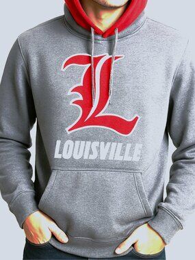 Louisville Cardinals Hoodie Mens Made in USA Size Large Grey